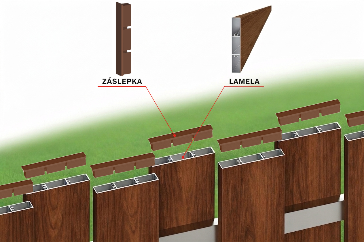 Hnedé záslepky  na hliníkové lamely 100 x16 mm.